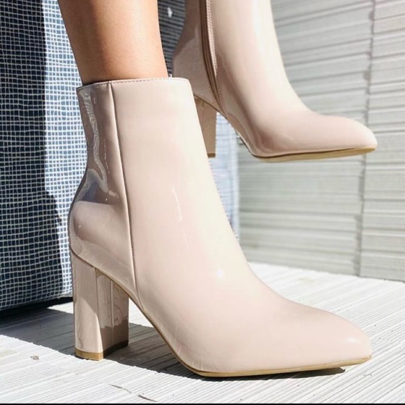 Beige Pointed Toe Bootie - Picture 3 of 7